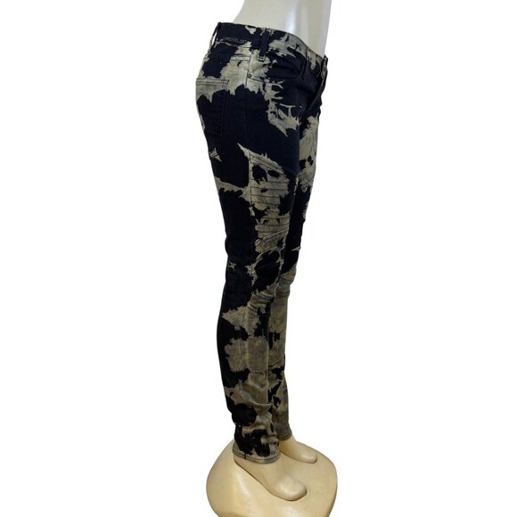 Current/Elliott Womens Black/Brown Cotton Elastane Tie-Dye Skinny Jeans Size 28 - Picture 4 of 11